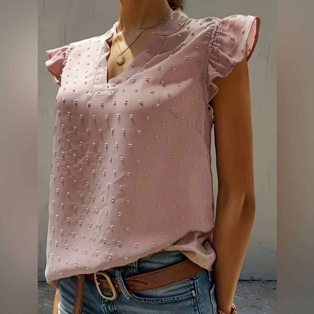 Shein Flutter Sleeve V- neck Blush  Pink top size Large